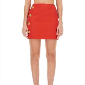Balmain Red Wool Mini Skirt on Sale!